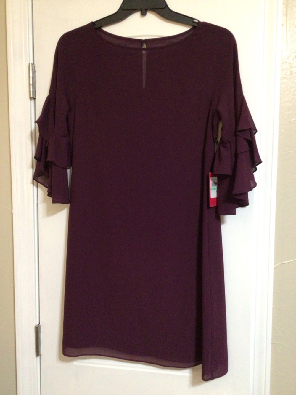 Vince Camuto Burgundy Ruffle Sleeve Party Dress~NWT~Size 8